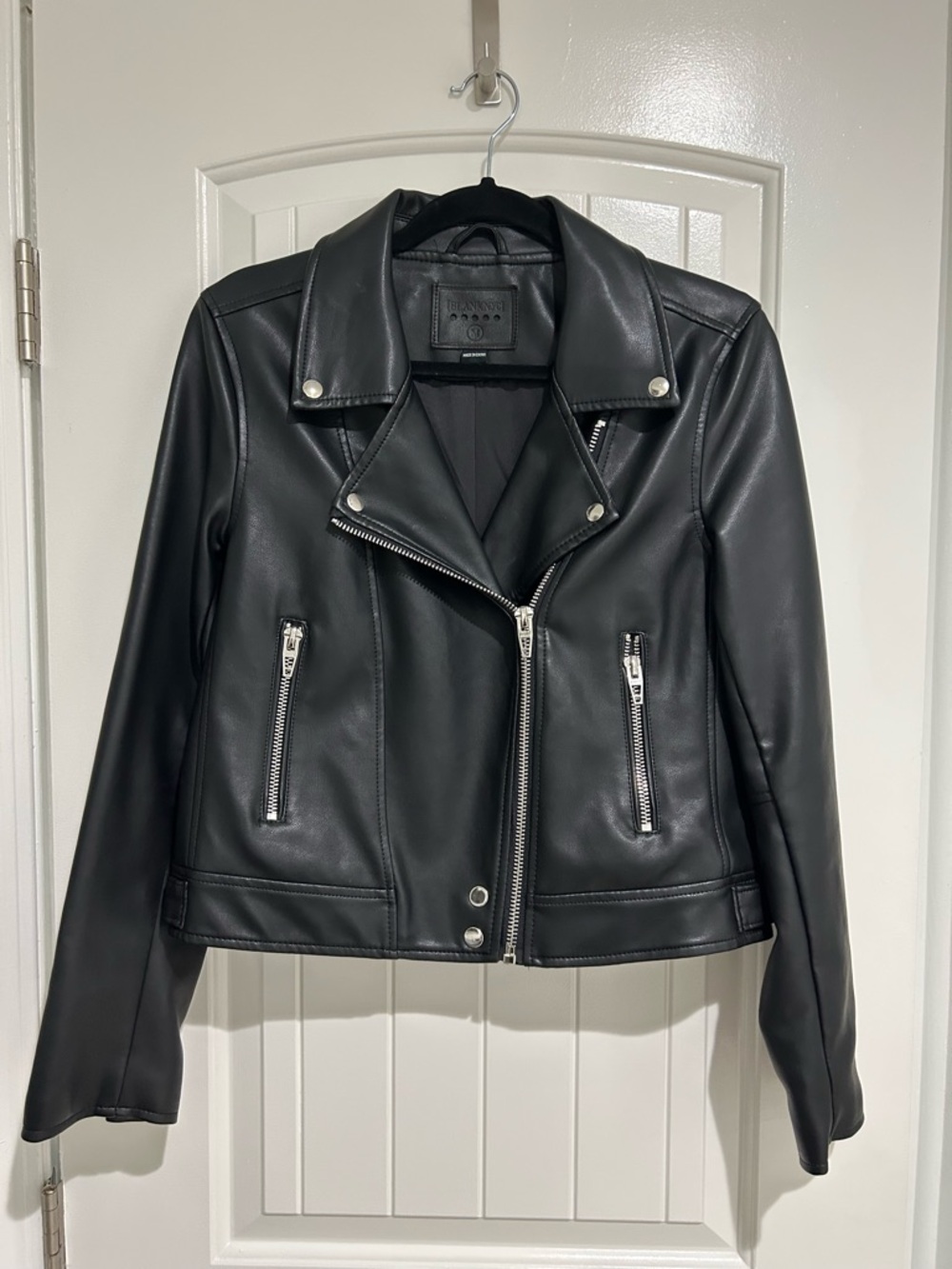 Blank NYC Black Faux Leather Moto Jacket Size Medium